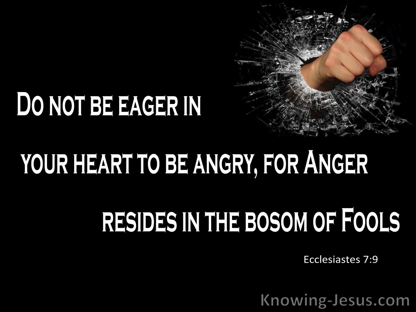 Ecclesiastes 7:9 Anger Resides In The Bosom Of Fools (black)